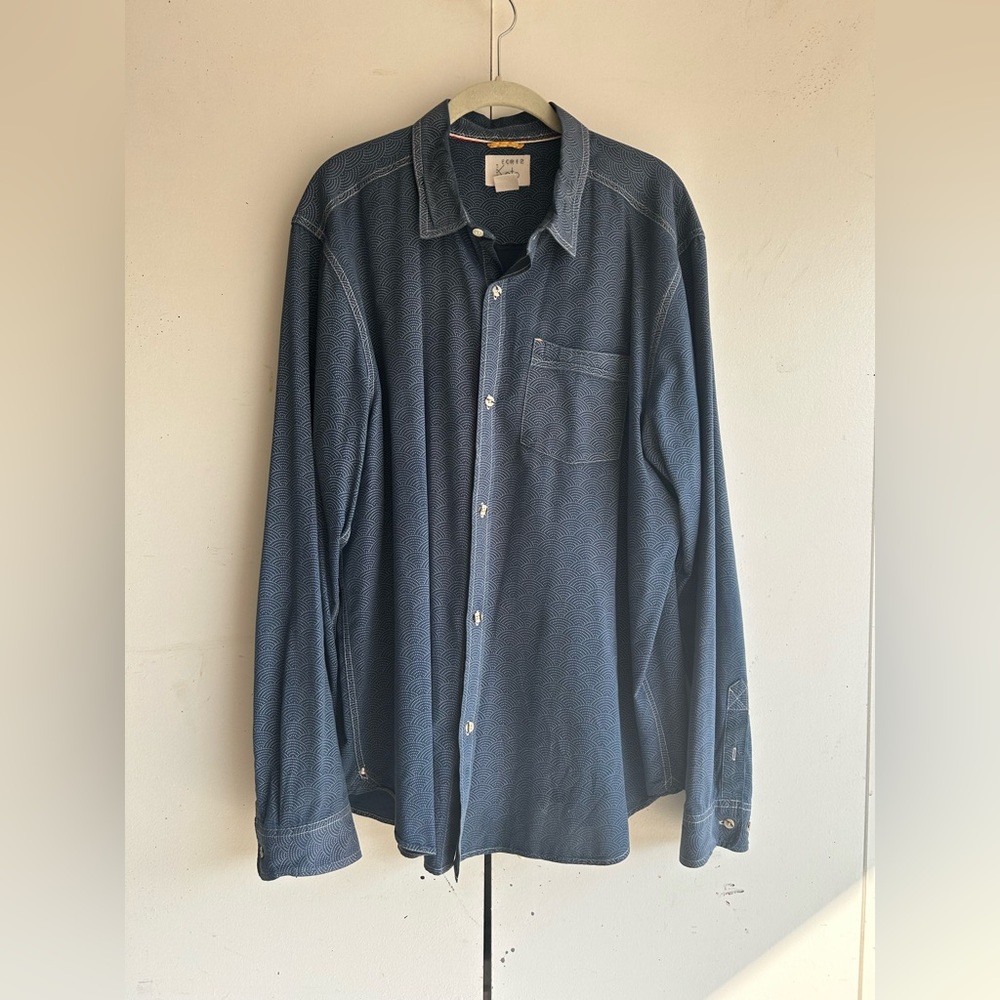Koto long sleeve button up blue size XL 100% cotton contrast stitch
